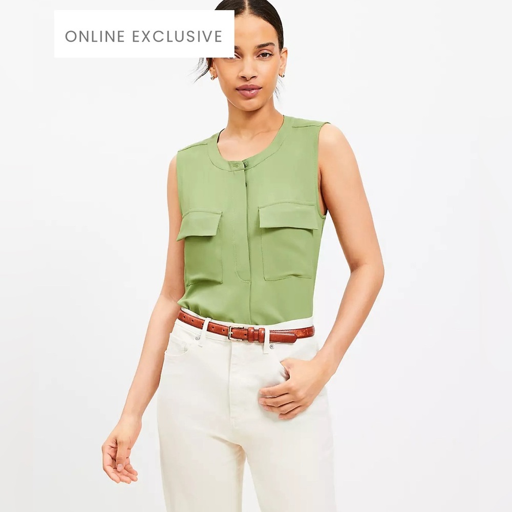 Utility Pocket Front Shell Top - LOFT‎ - NWT - Beach Grass